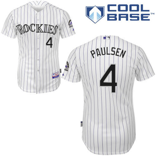 Ben Paulsen #4 MLB Jersey-Colorado Rockies Men's Authentic Home White Cool Base Baseball Jersey